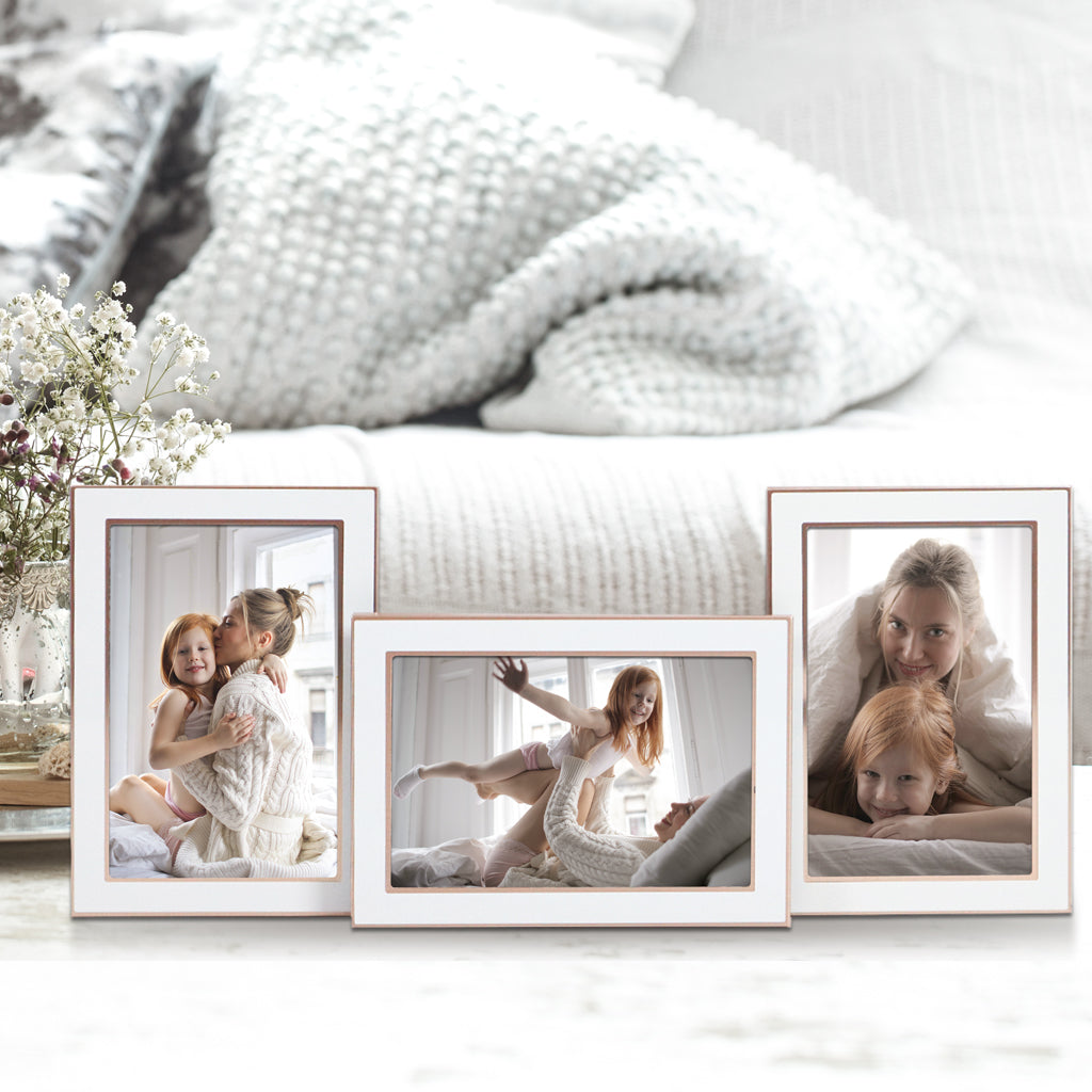 Profile Eternal White/Rose Gold Metal Collage Three Photo Frame 4x6