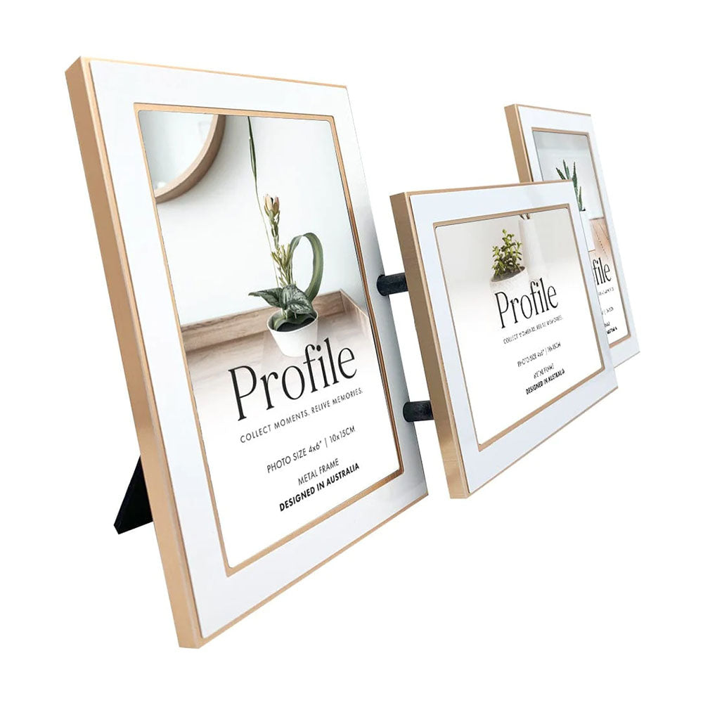 Profile Eternal White/Rose Gold Metal Collage Three Photo Frame 4x6