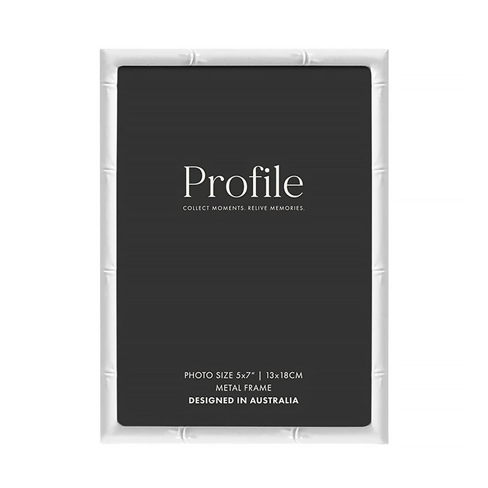 Profile Bamboo White Metal Photo Frame