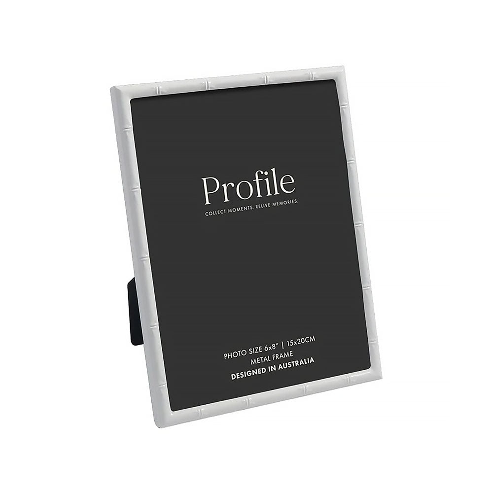 Profile Bamboo White Metal Photo Frame