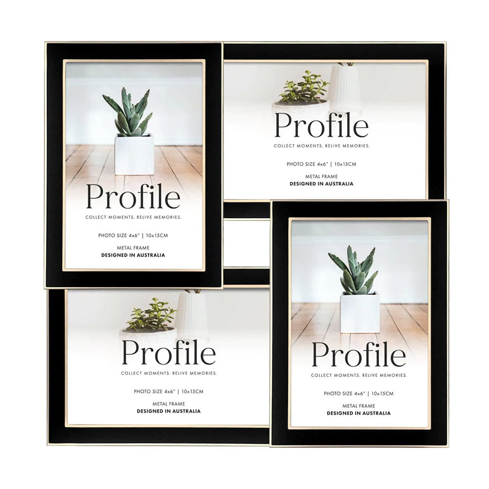 Profile Eternal Black/Rose Gold Metal Collage Four Photo Frame 4x6