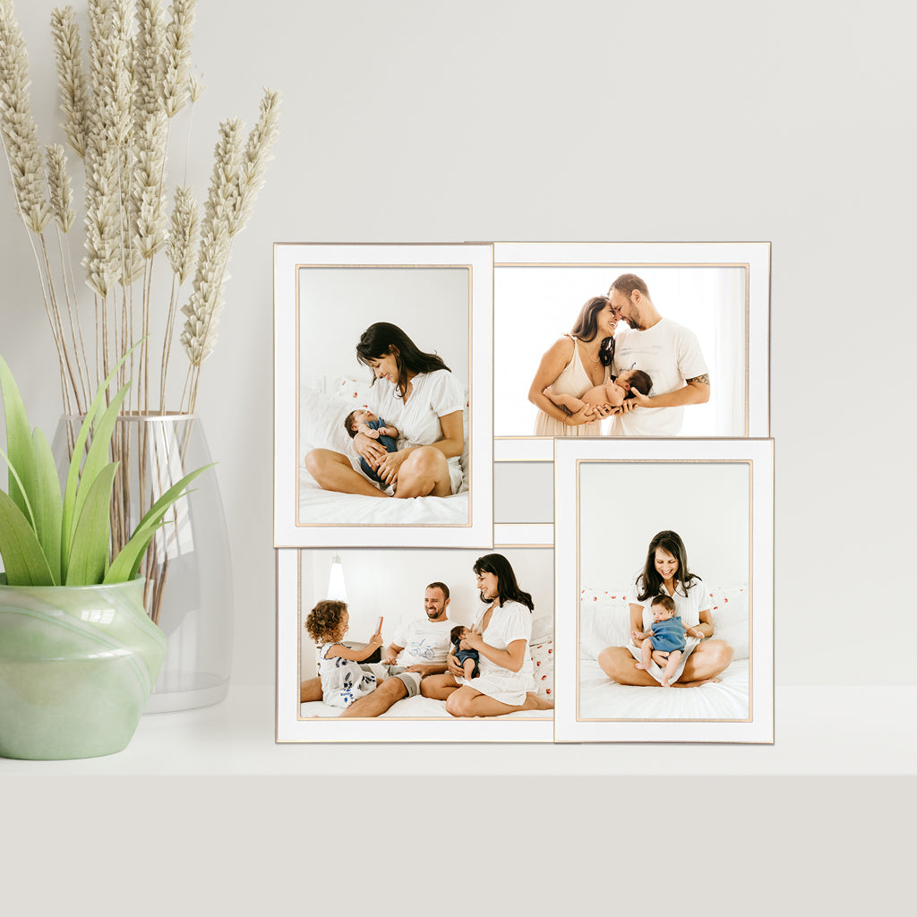 Profile Eternal White/Rose Gold Metal Collage Four Photo Frame 4x6