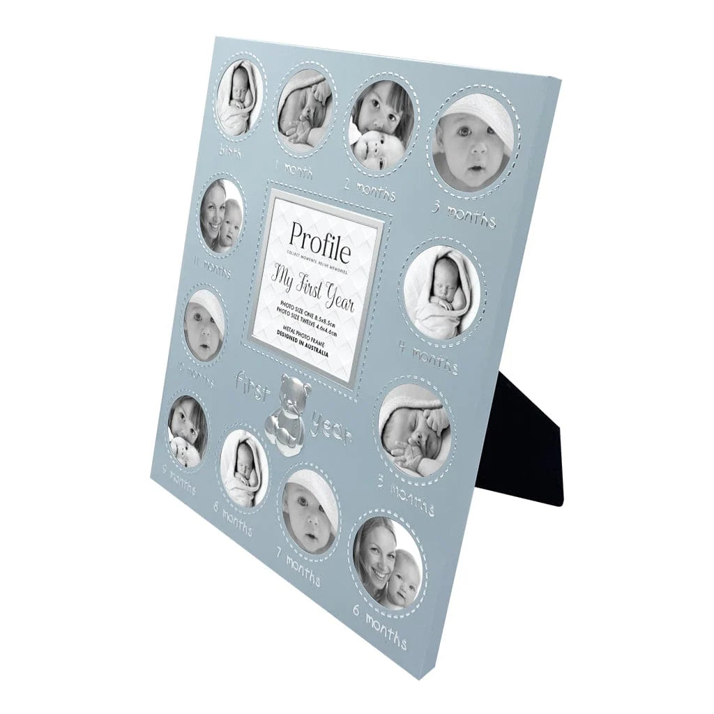 Profile FIRST YEAR Blue Metal Baby Frame 13 Photos