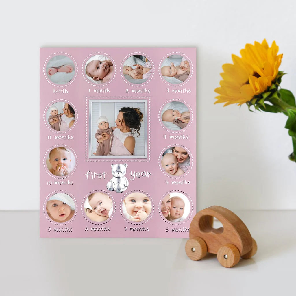 Profile FIRST YEAR Pink Metal Baby Frame 13 Photos