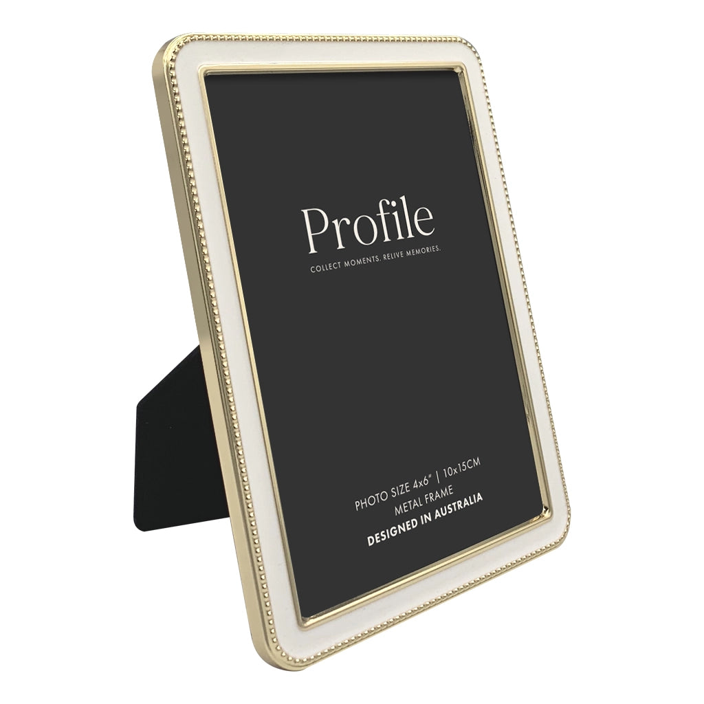 Profile Heirloom White/Gold Beaded Metal Photo Frames