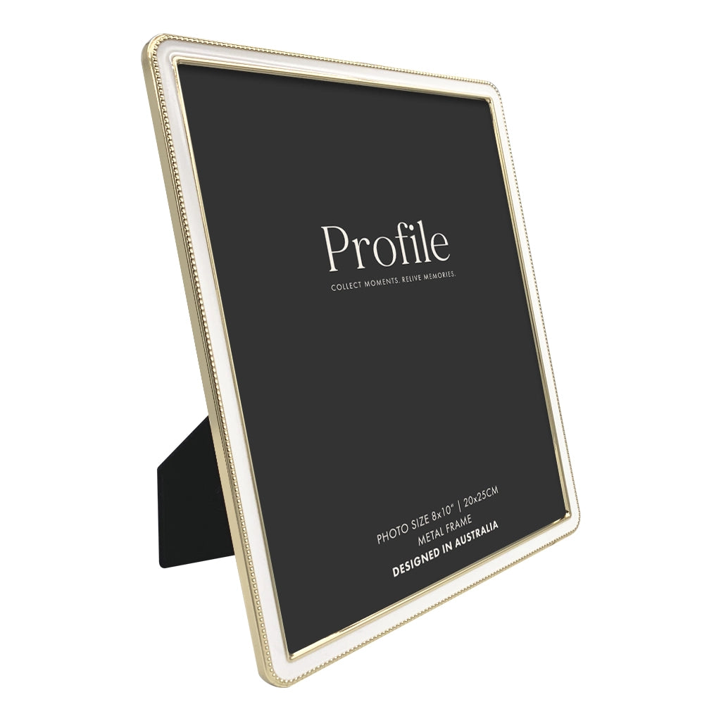 Profile Heirloom White/Gold Beaded Metal Photo Frames