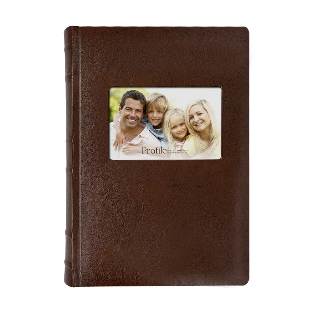 Profile PRESTIGE Coffee Brown Leather 4x6 Slip-In Photo Album