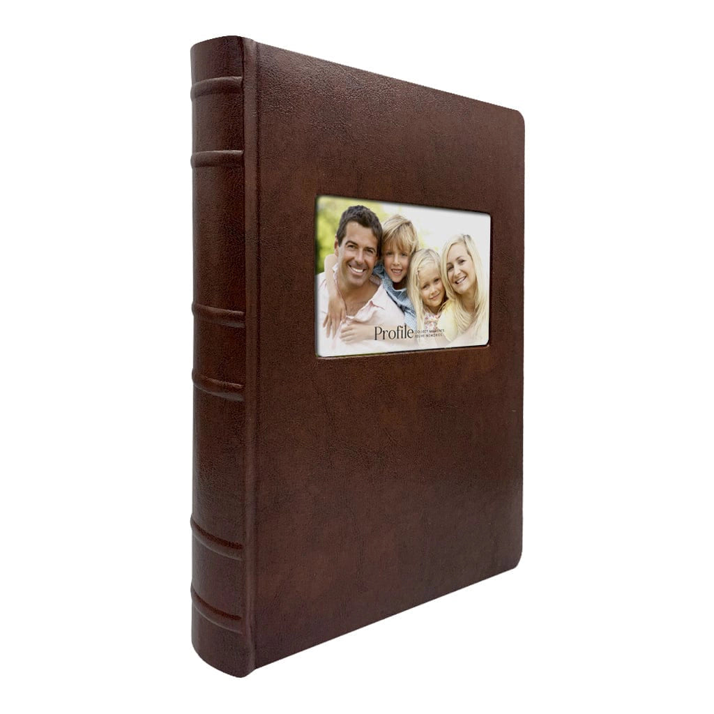 Profile PRESTIGE Coffee Brown Leather 4x6 Slip-In Photo Album