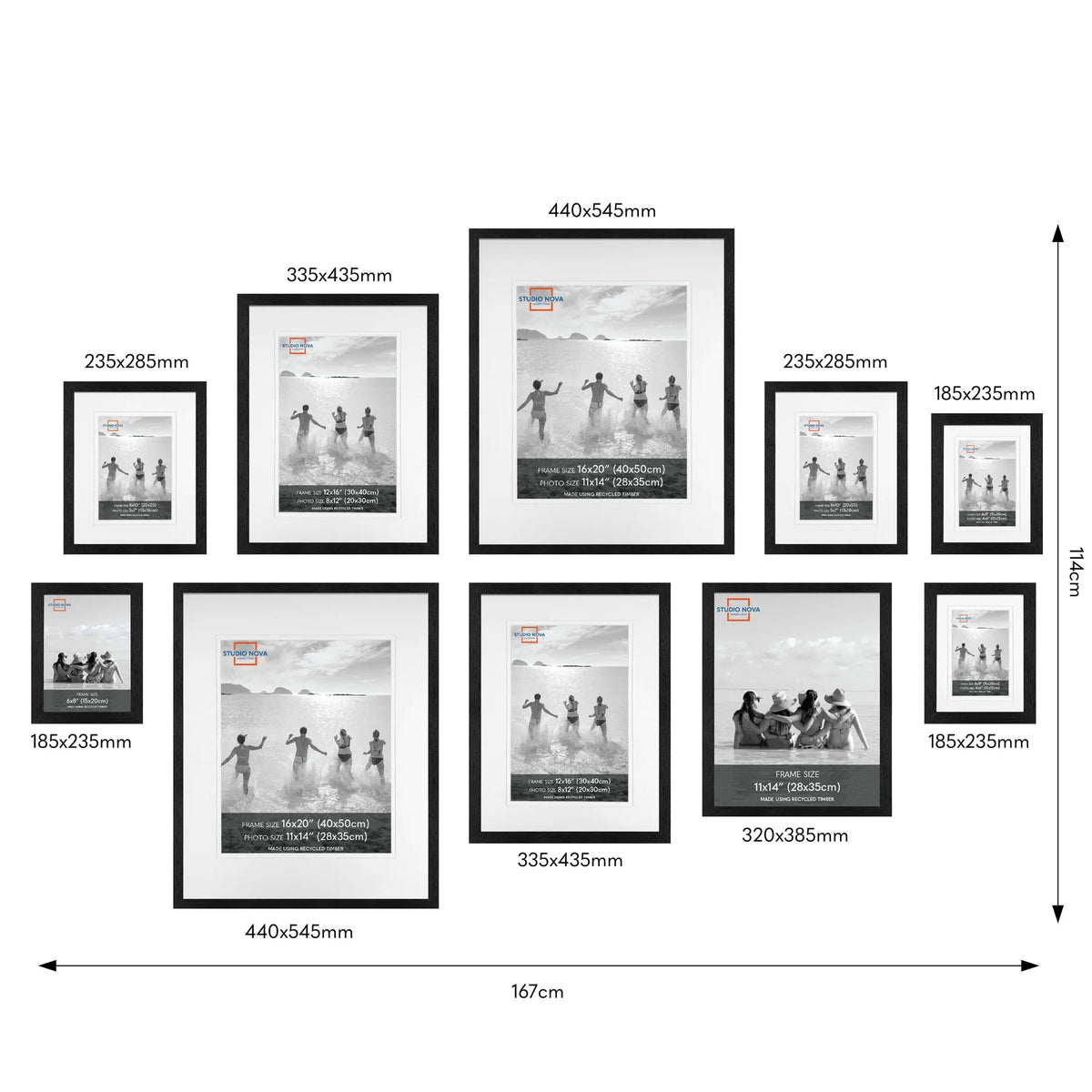 Studio Nova Gallery Wall Photo Frame Set (10 Piece) - Black