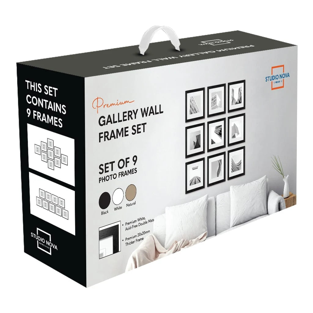 Studio Nova Gallery Wall Square Photo Frame Set (9 Piece) - Black