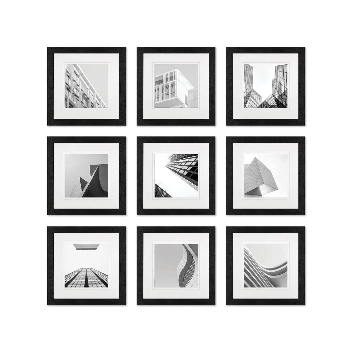 Studio Nova Gallery Wall Square Photo Frame Set (9 Piece) - Black