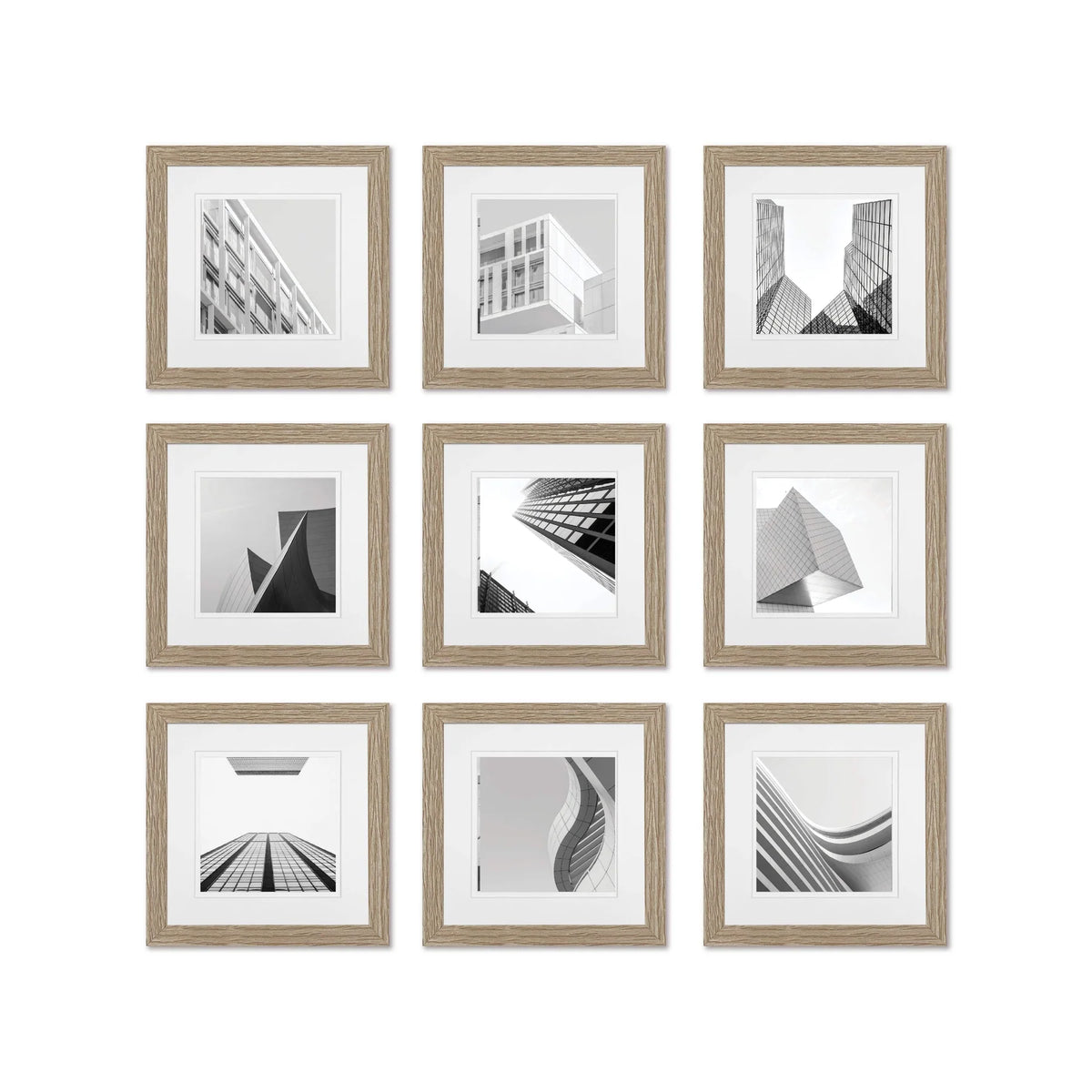 Studio Nova Gallery Wall Square Photo Frame Set (9 Piece) - Natural