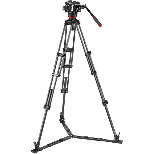 Manfrotto 504X Fluid Video Head with Carbon Twin Leg Tripod with Ground Spreader