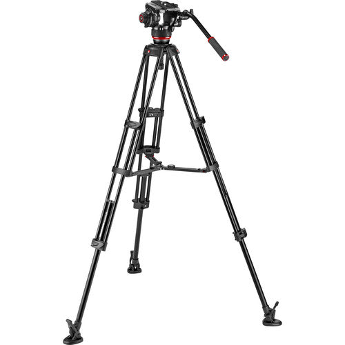 Manfrotto 504X Fluid Video Head with Aluminium Twin Leg Tripod with Mid Spreader