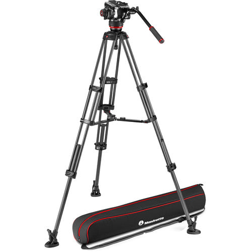 Manfrotto 504X Fluid Video Head with Carbon Twin Leg Tripod with Mid Spreader