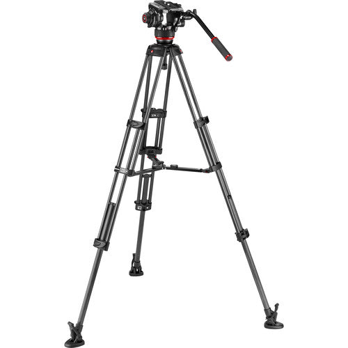 Manfrotto 504X Fluid Video Head with Carbon Twin Leg Tripod with Mid Spreader