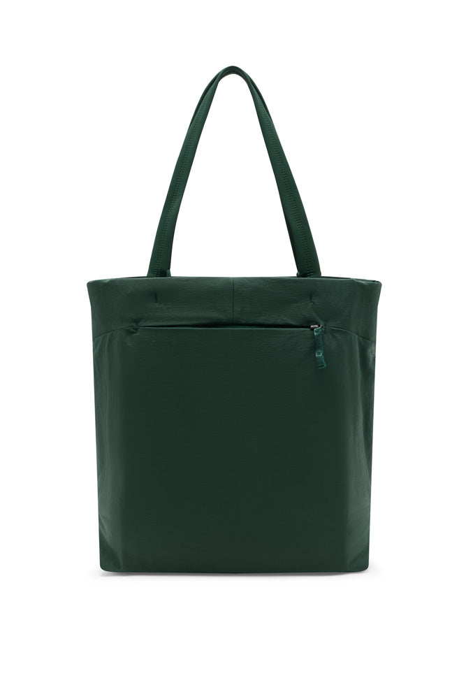 Green tote bag on a white background