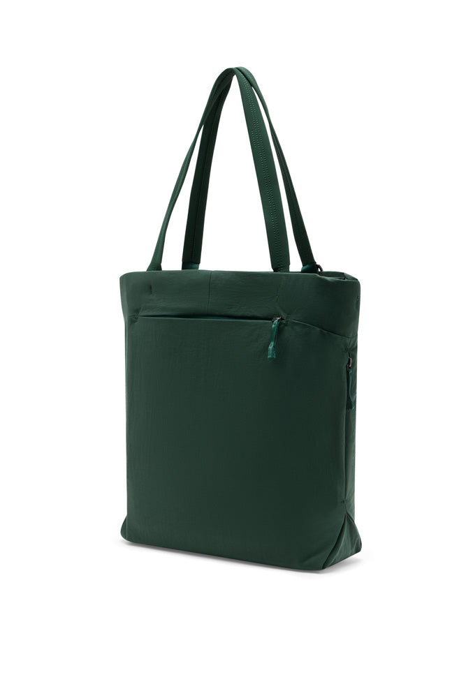 Green tote bag on a white background