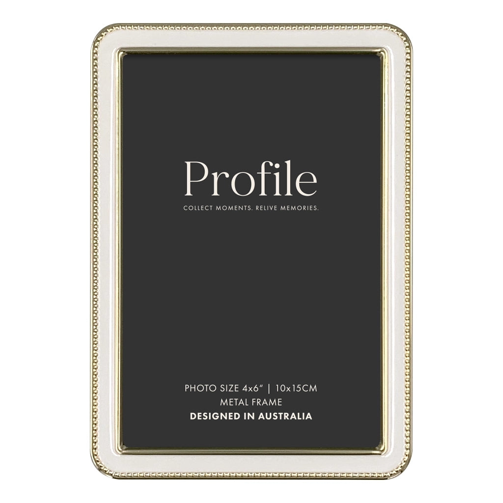 Profile Heirloom White/Gold Beaded Metal Photo Frames