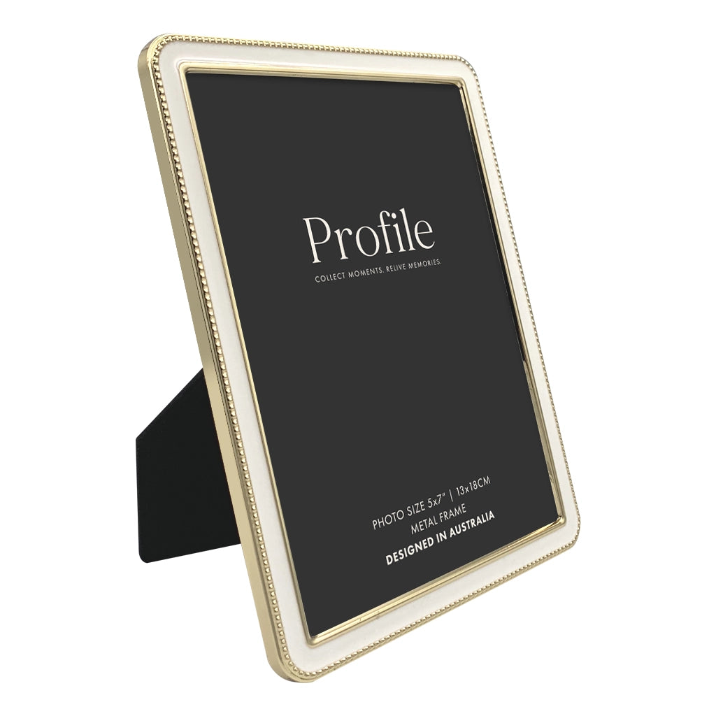 Profile Heirloom White/Gold Beaded Metal Photo Frames