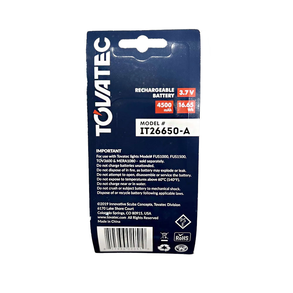 Tovatec Li-ion 26650-A Rechargeable Battery