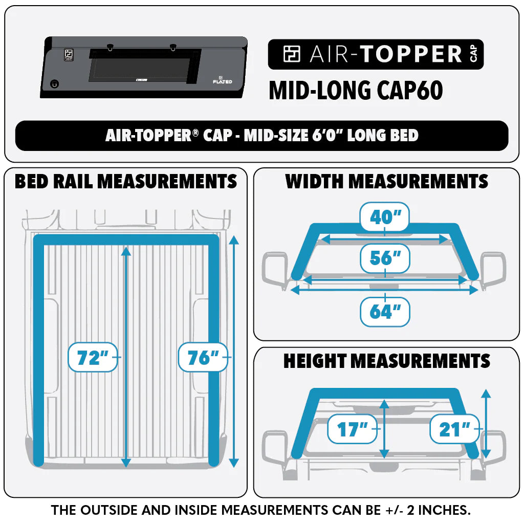 Flated CAP Inflatable Ute Canopy Mid-Size 6' Bed