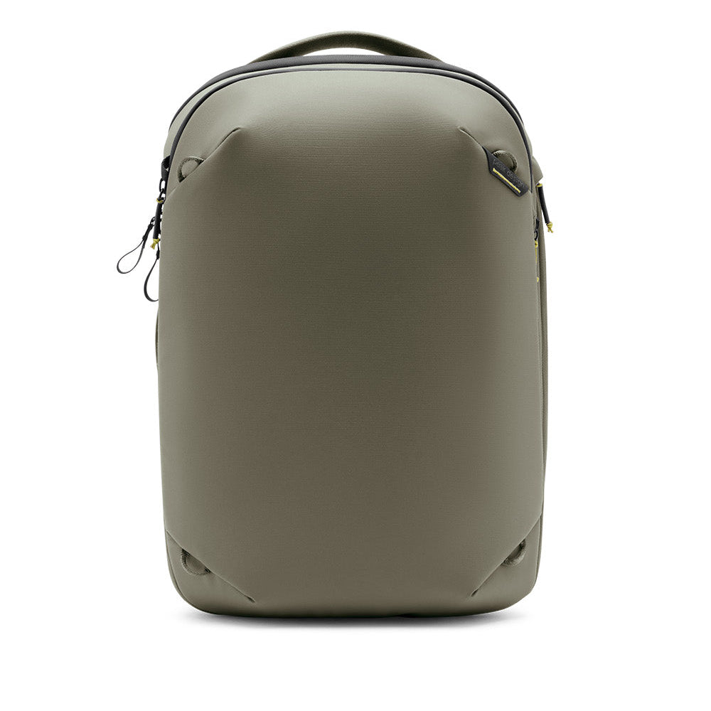 Beige backpack on a white background