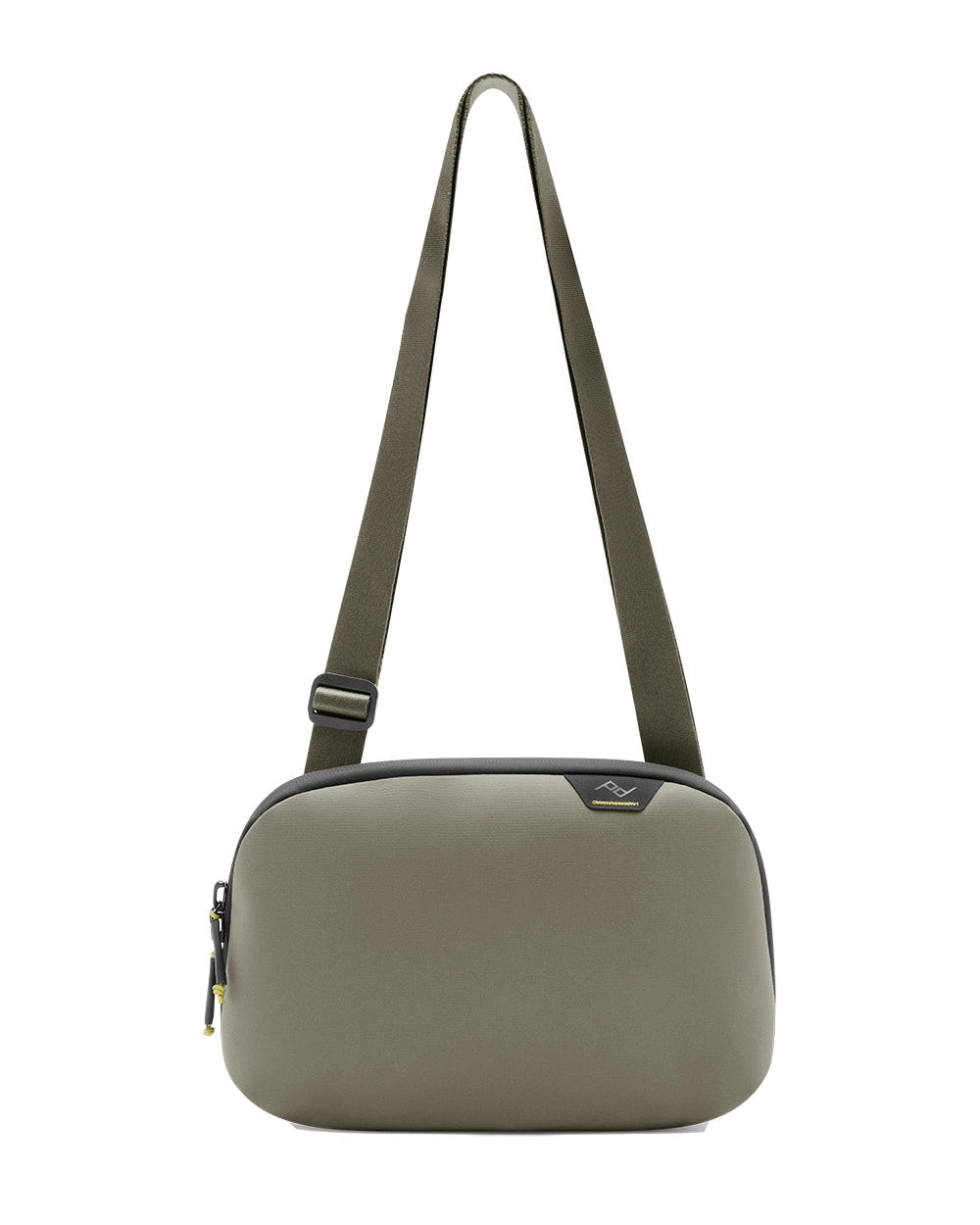 Green crossbody bag on a white background