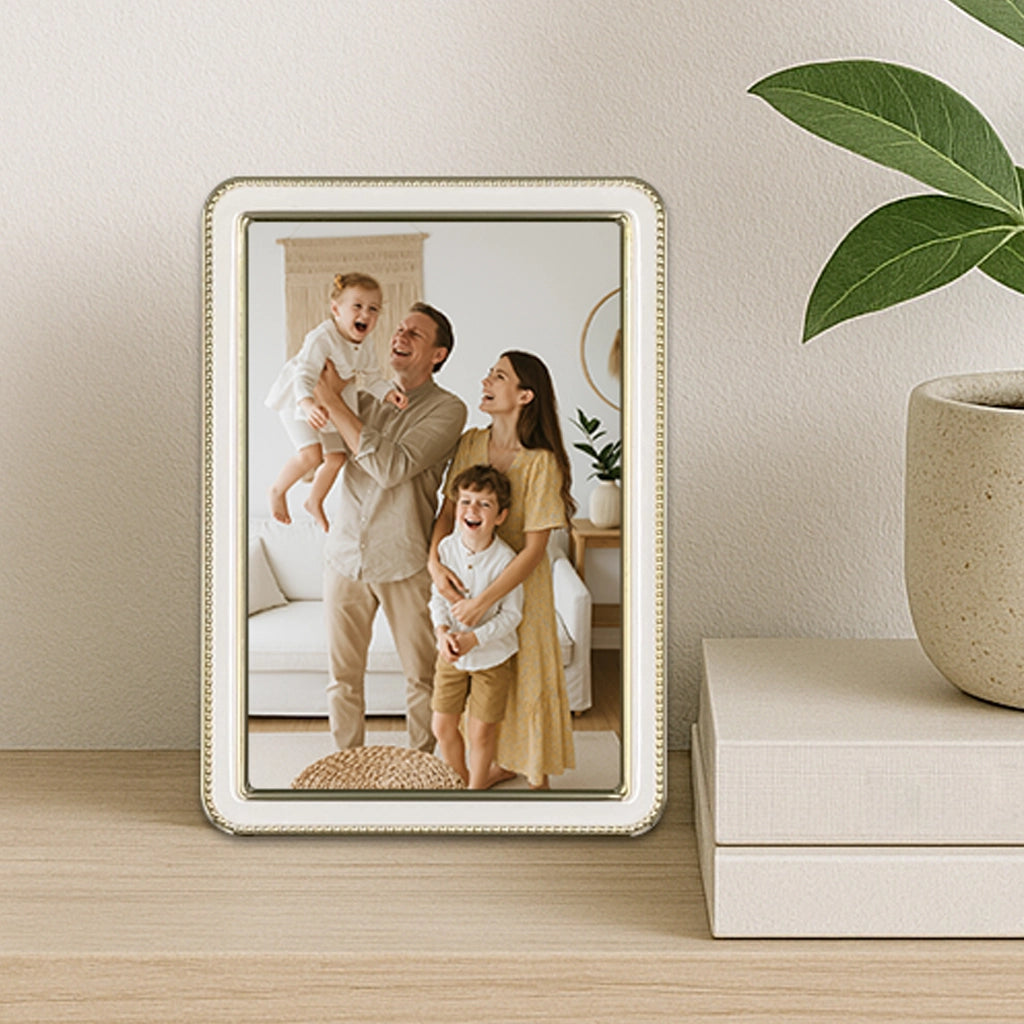 Profile Heirloom White/Gold Beaded Metal Photo Frames
