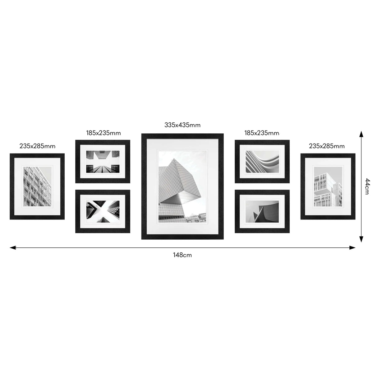 Studio Nova Gallery Wall Photo Frame Set (7 Piece) - Black