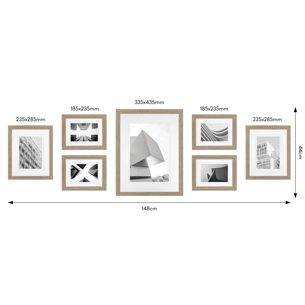 Studio Nova Gallery Wall Photo Frame Set (7 Piece) - Natural
