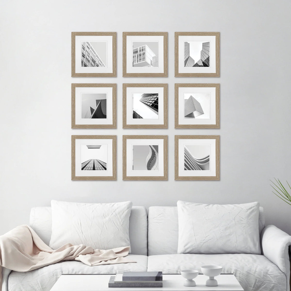 Studio Nova Gallery Wall Square Photo Frame Set (9 Piece) - Natural