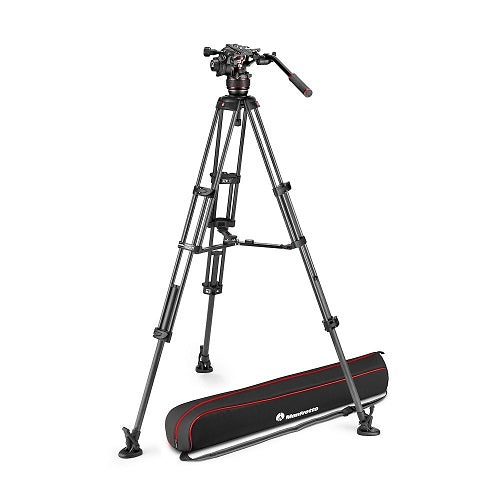 Manfrotto Nitrotech 608 Video Head with Carbon Twin Tripod with Mid Spreader