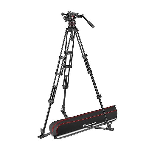 Manfrotto Nitrotech 612 Video Head with Aluminium Twin Tripod with Ground Spreader