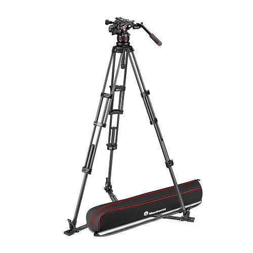 Manfrotto Nitrotech 612 Video Head Carbon Twin Tripod with Ground Spreader