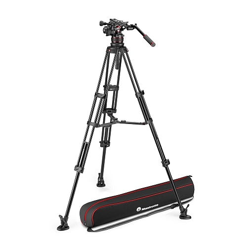 Manfrotto Nitrotech 612 Video Head with Aluminium Twin Tripod with Mid Spreader