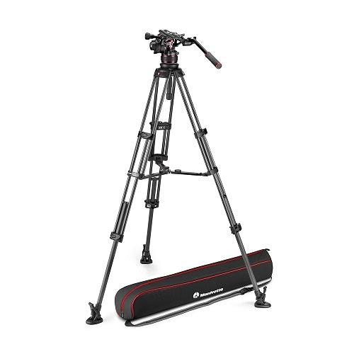 Manfrotto Nitrotech 612 Video Head with Carbon Twin Tripod with Mid Spreader