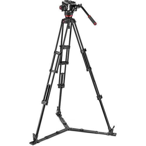 Manfrotto 504X Fluid Video Head with Aluminium Twin Leg Tripod with Ground Spreader
