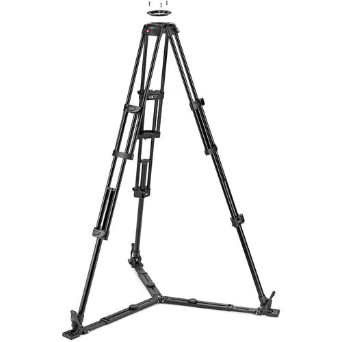 Manfrotto 504X Fluid Video Head with Aluminium Twin Leg Tripod with Ground Spreader