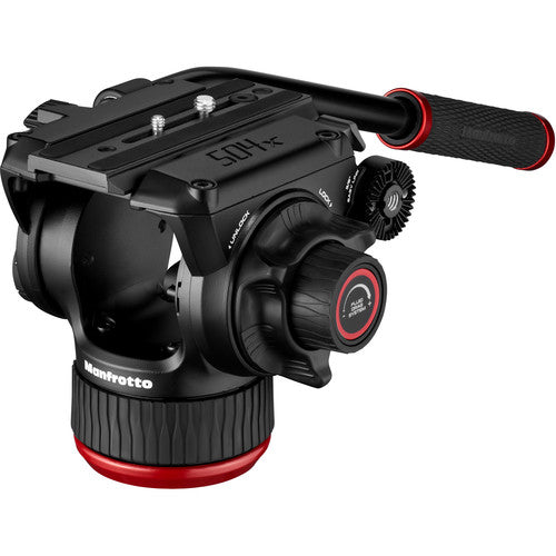Manfrotto 504X Fluid Video Head with Aluminium Twin Leg Tripod with Ground Spreader