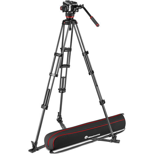 Manfrotto 504X Fluid Video Head with Carbon Twin Leg Tripod with Ground Spreader