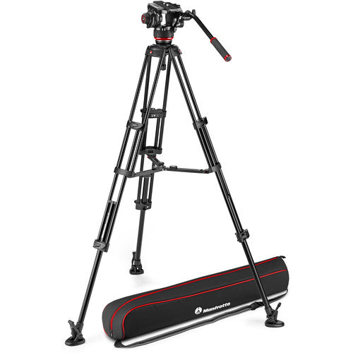 Manfrotto 504X Fluid Video Head with Aluminium Twin Leg Tripod with Mid Spreader