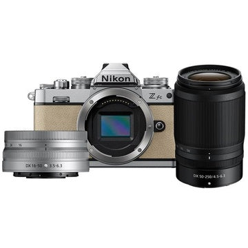 Nikon Z FC Sand Beige with Nikkor Z DX 16-50mm VR Silver & 55-250 VR Black