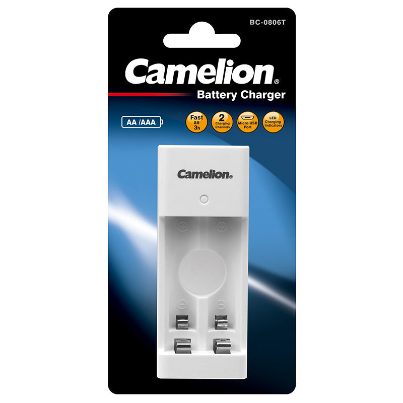 Camelion AlwaysReady Ni-MH Rechargeable Batteries AA 2500MAH 2 Pack with FREE BONUS Charger