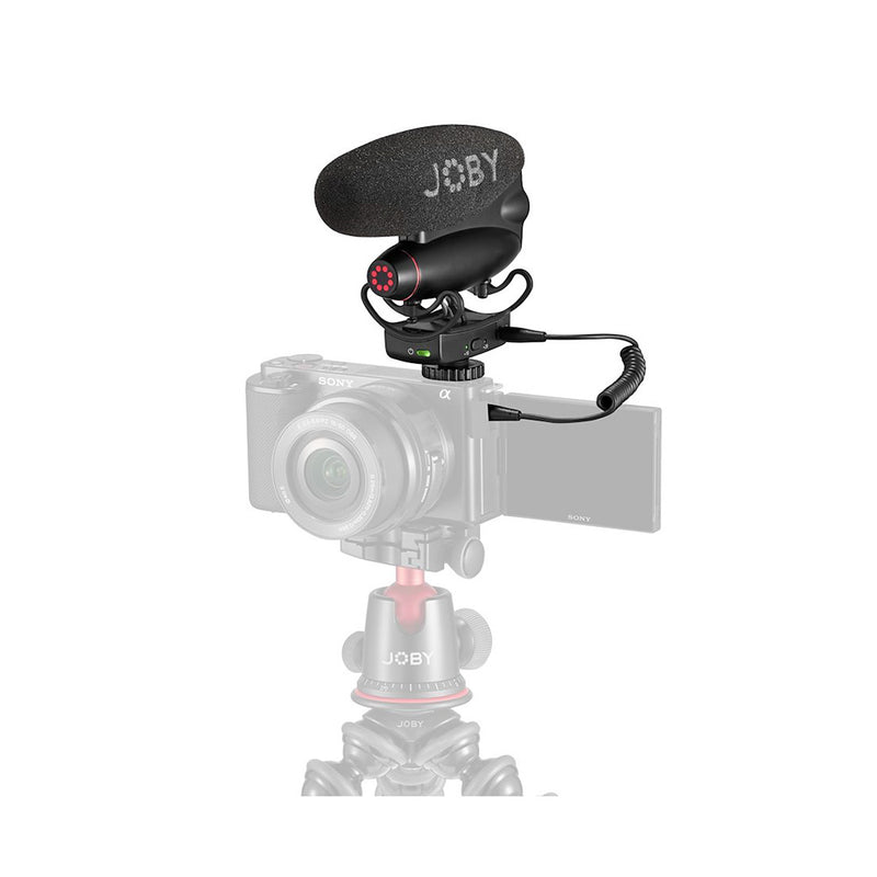 Joby Wavo Pro DS microphone mounted on a camera