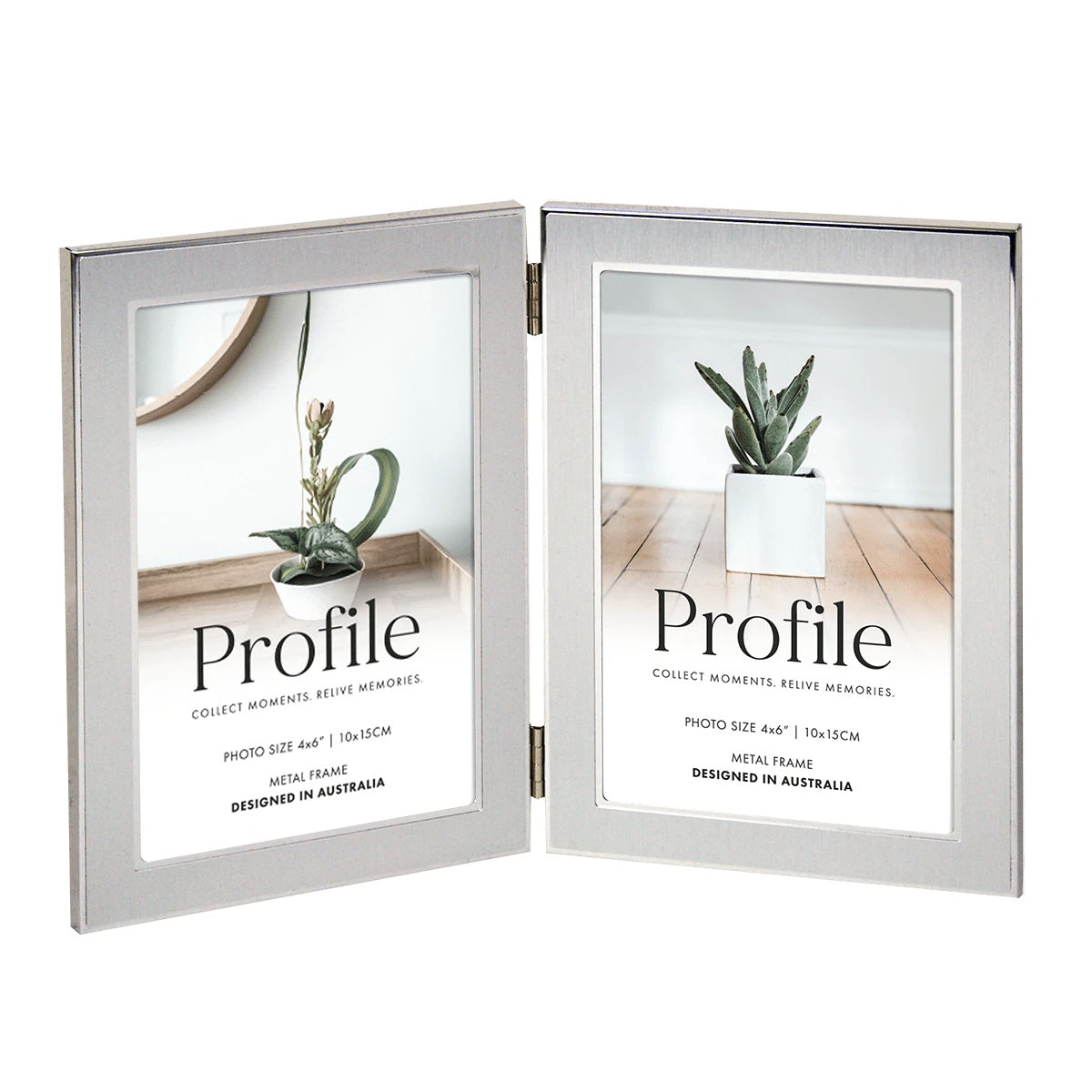 Profile Eternal Silver Hinged Metal Photo Frame 4x6 Double Vertical