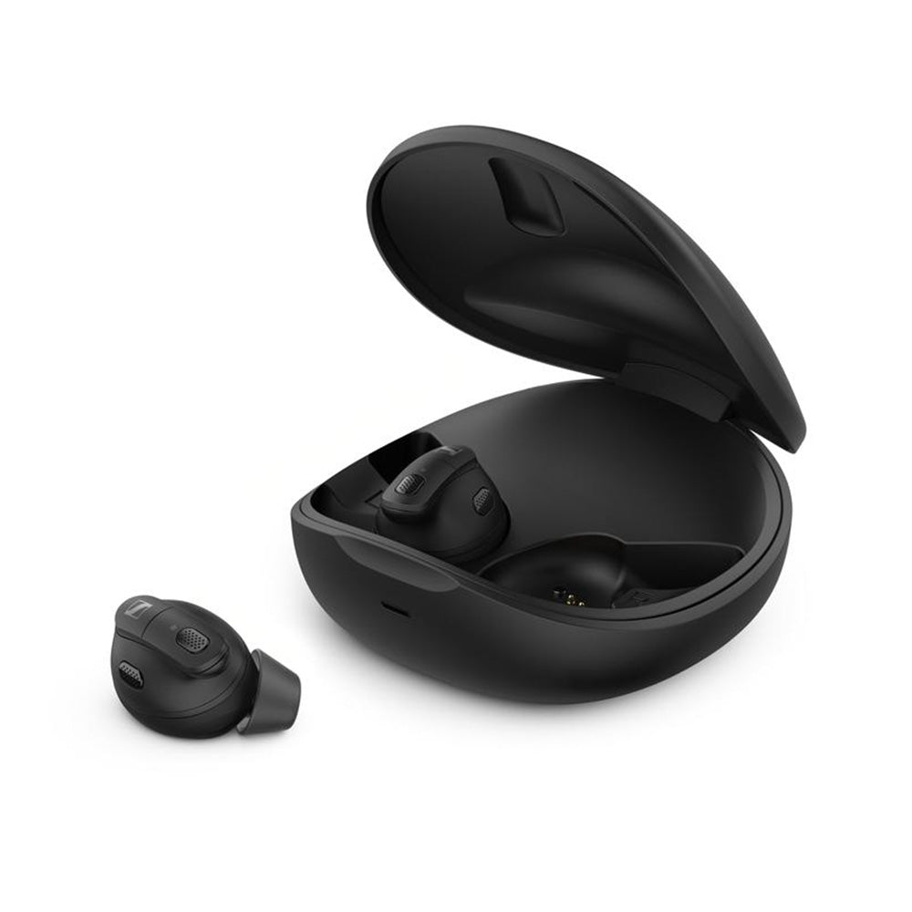 Sennheiser Conversation Clear Plus hearing solution with the charging case